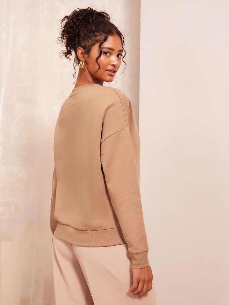Friends Like These Camel Long Sleeve Crew Neck Sweatshirt - Image 4 of 4