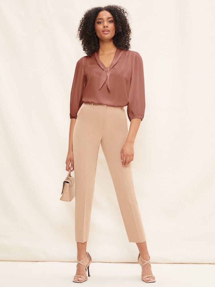 Friends Like These Pink V Neck Bow Front 3/4 Sleeve Blouse - Image 3 of 4