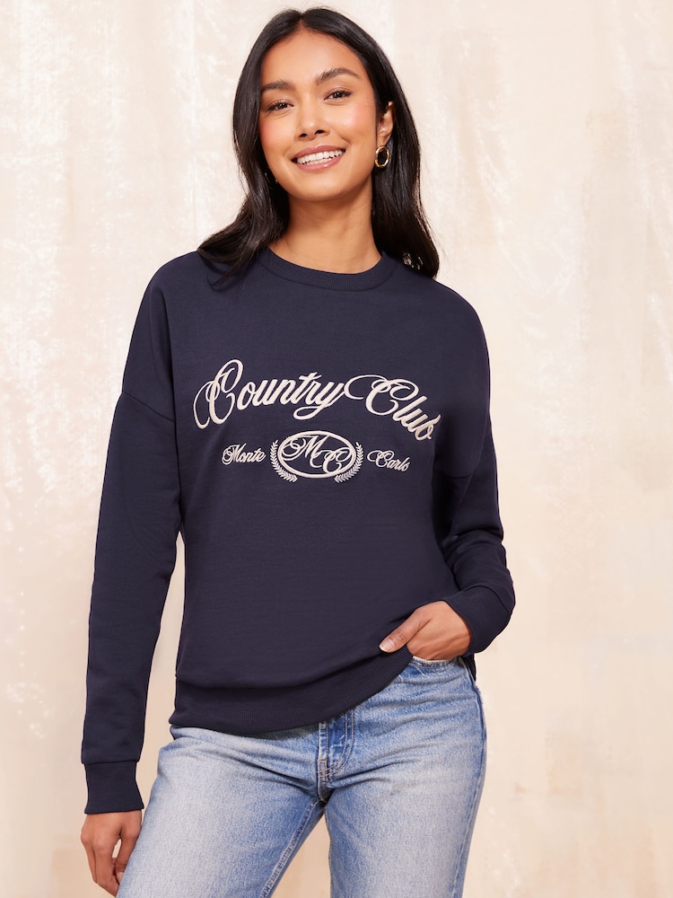 Friends Like These Blue Long Sleeve Crew Neck Sweatshirt - Image 1 of 4
