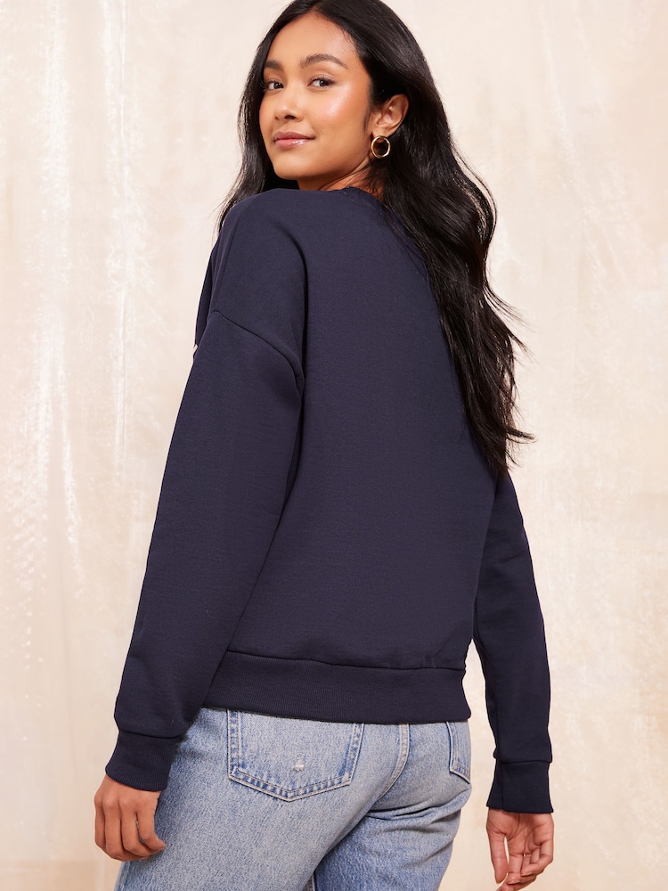 Friends Like These Blue Long Sleeve Crew Neck Sweatshirt - Image 4 of 4