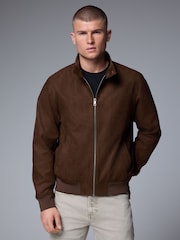Brown Faux Suede Harrington Jacket - Image 1 of 10