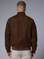 Brown Faux Suede Harrington Jacket - Image 3 of 10