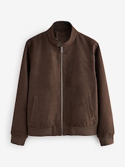 Brown Faux Suede Harrington Jacket - Image 6 of 10