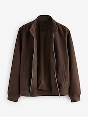 Brown Faux Suede Harrington Jacket - Image 7 of 10