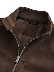 Brown Faux Suede Harrington Jacket - Image 8 of 10