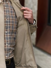Neutral Faux Suede Zip Through Collared Shacket - Image 6 of 12