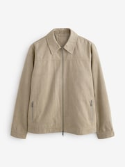 Neutral Faux Suede Zip Through Collared Shacket - Image 7 of 12