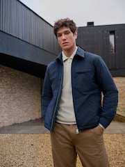 Navy Blue Reversible Diamond Quilted Jacket - Image 1 of 16