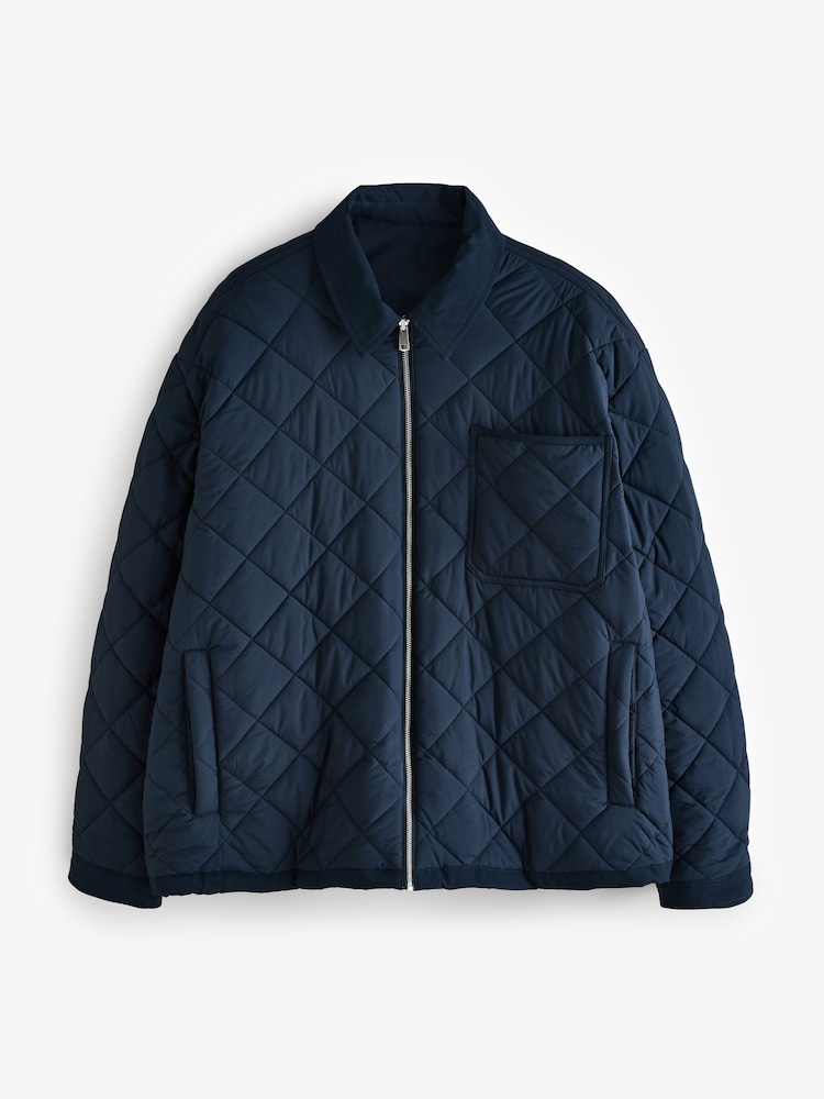 Navy Blue Reversible Diamond Quilted Jacket - Image 2 of 16