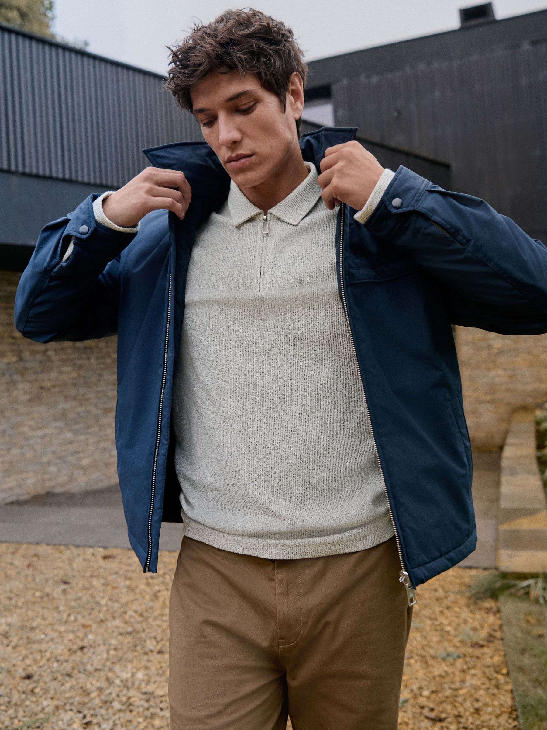 Buy Navy Blue Reversible Diamond Quilted Jacket from Next Netherlands