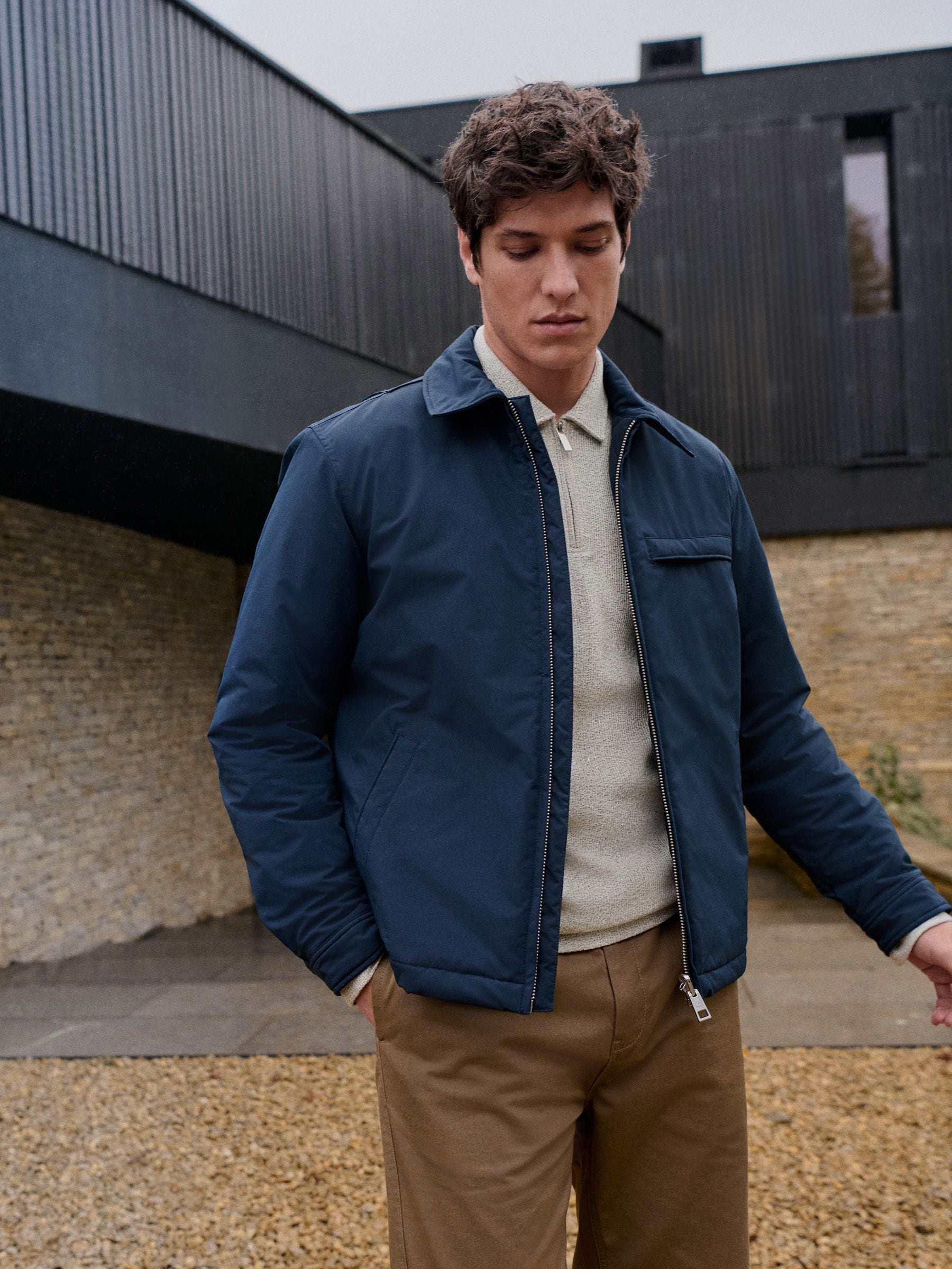 Buy Navy Blue Reversible Diamond Quilted Jacket from Next Netherlands