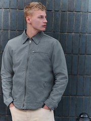 Blue Canvas Worker Jacket with Corduroy Collar - Image 1 of 11
