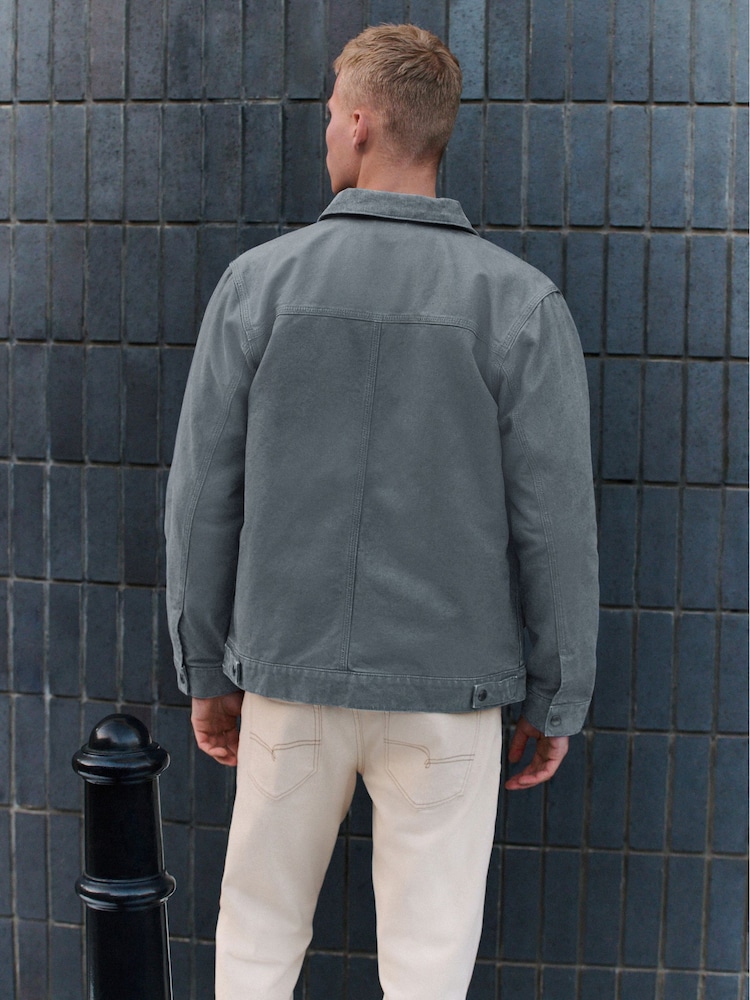 Blue Canvas Worker Jacket with Corduroy Collar - Image 3 of 11