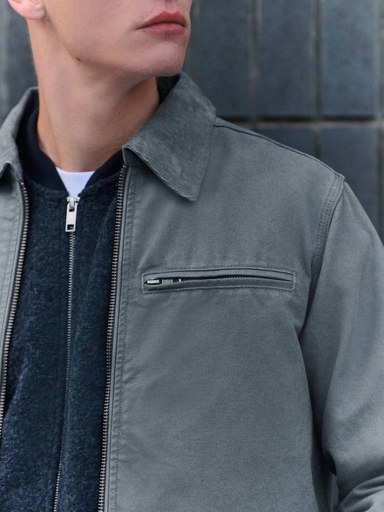Blue Canvas Worker Jacket with Corduroy Collar - Image 4 of 11