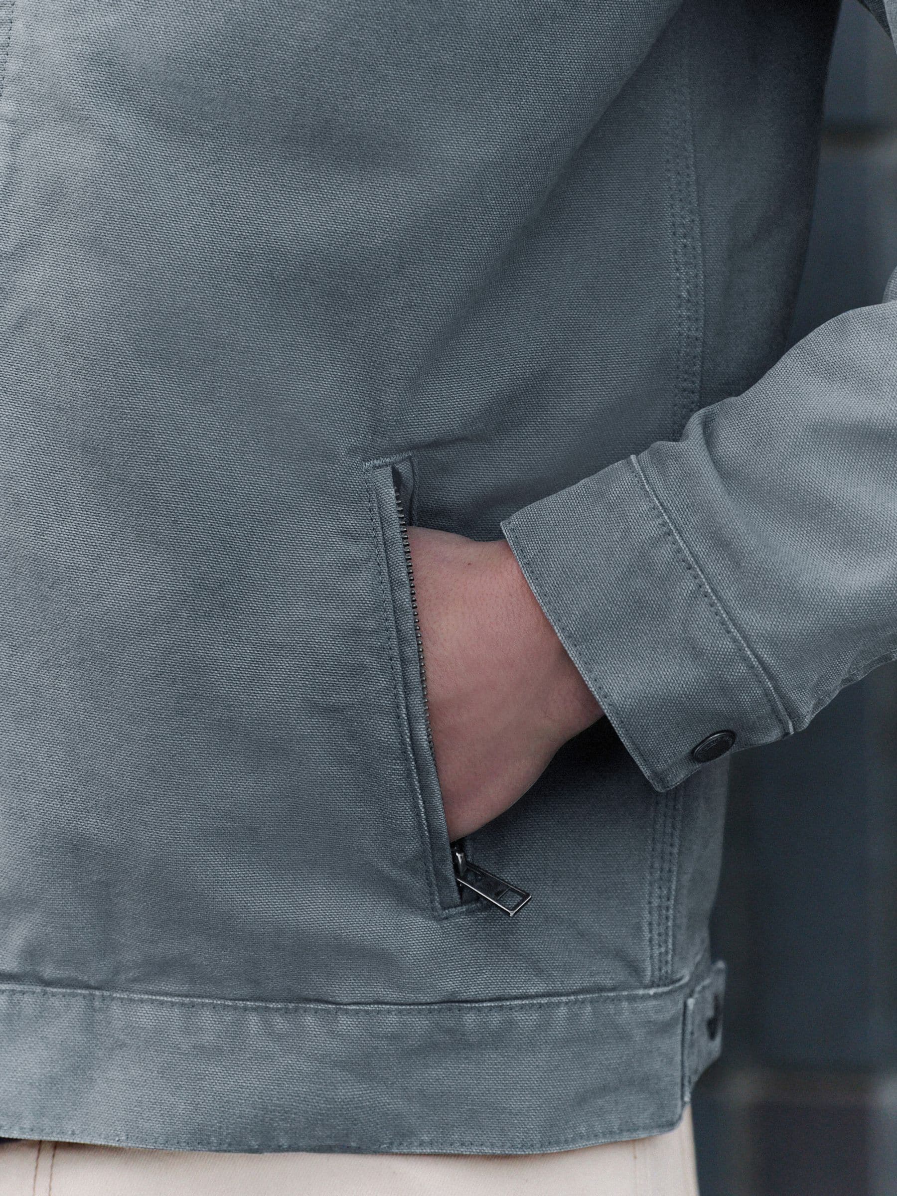 Buy Blue Canvas Worker Jacket with Corduroy Collar from Next USA