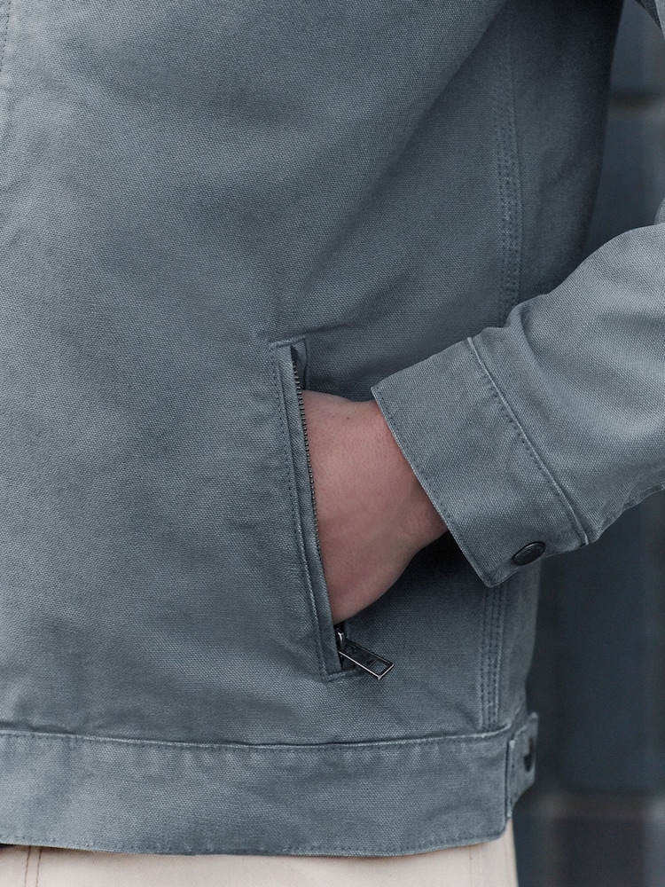Blue Canvas Worker Jacket with Corduroy Collar - Image 6 of 11