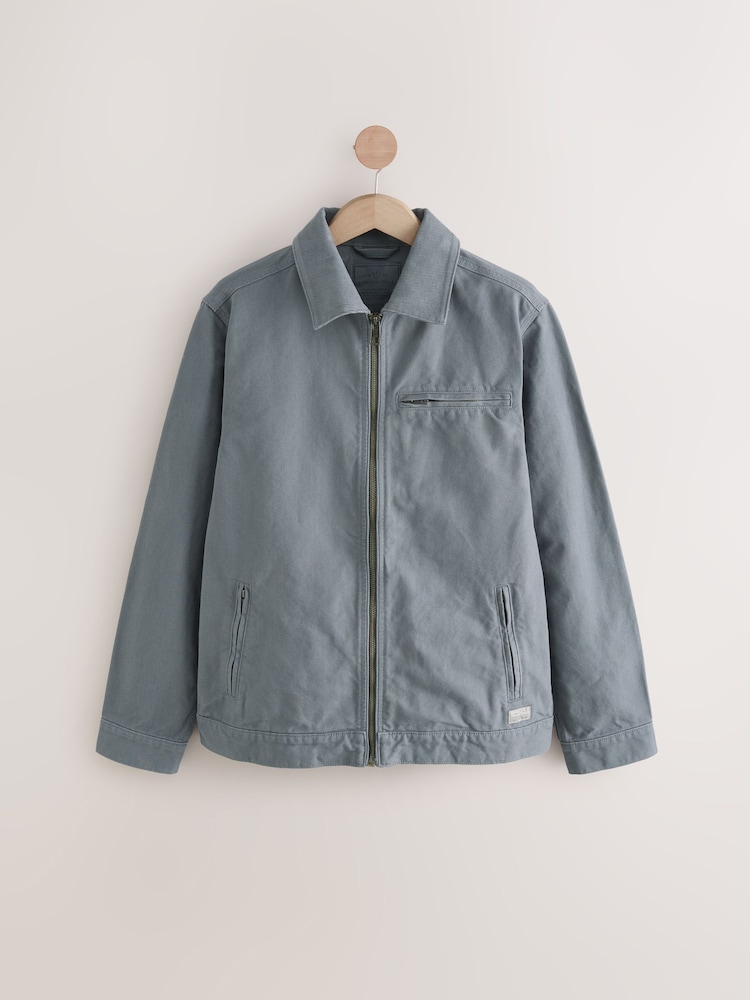 Blue Canvas Worker Jacket with Corduroy Collar - Image 7 of 11