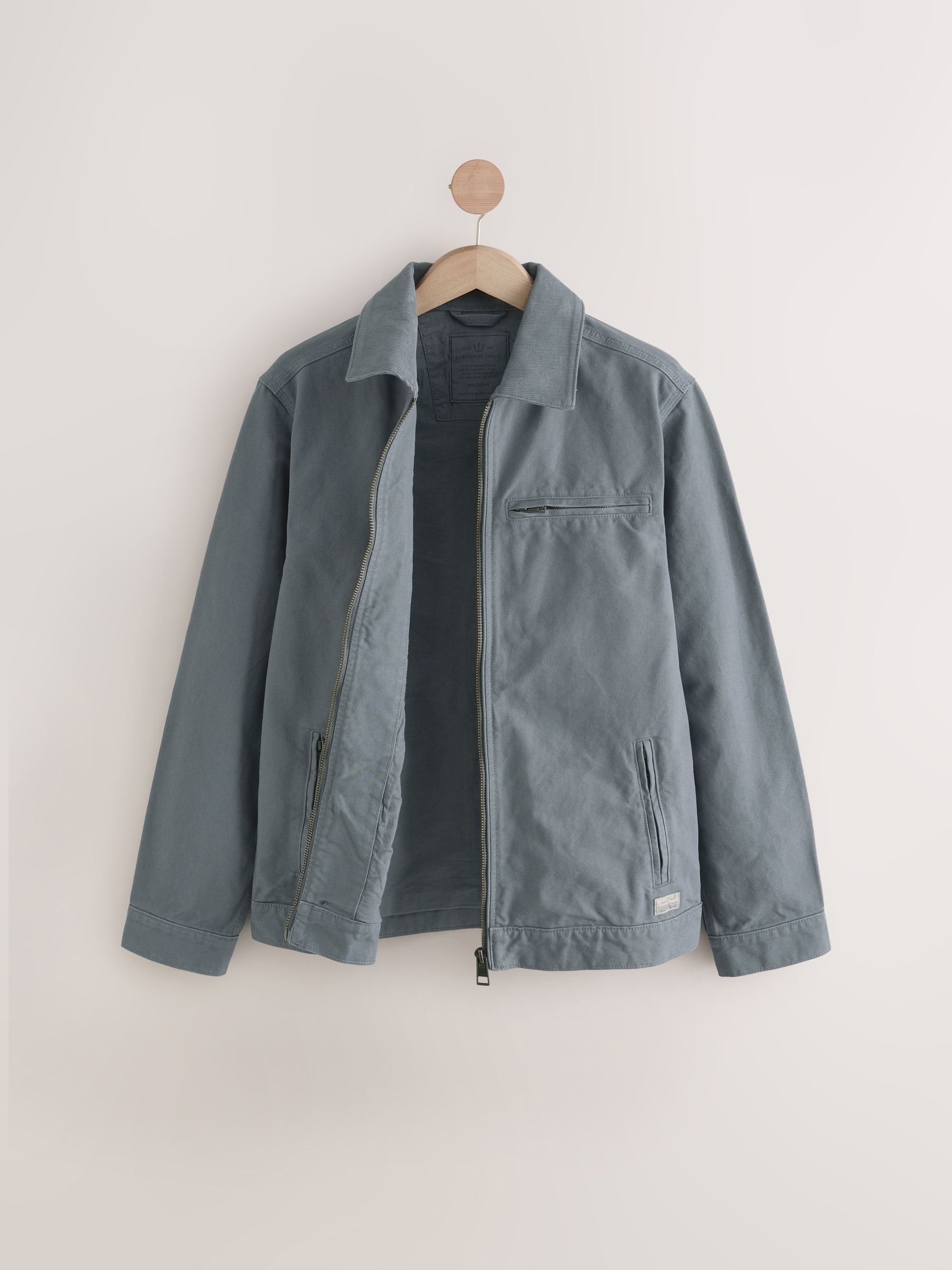 Buy Blue Canvas Worker Jacket with Corduroy Collar from Next USA