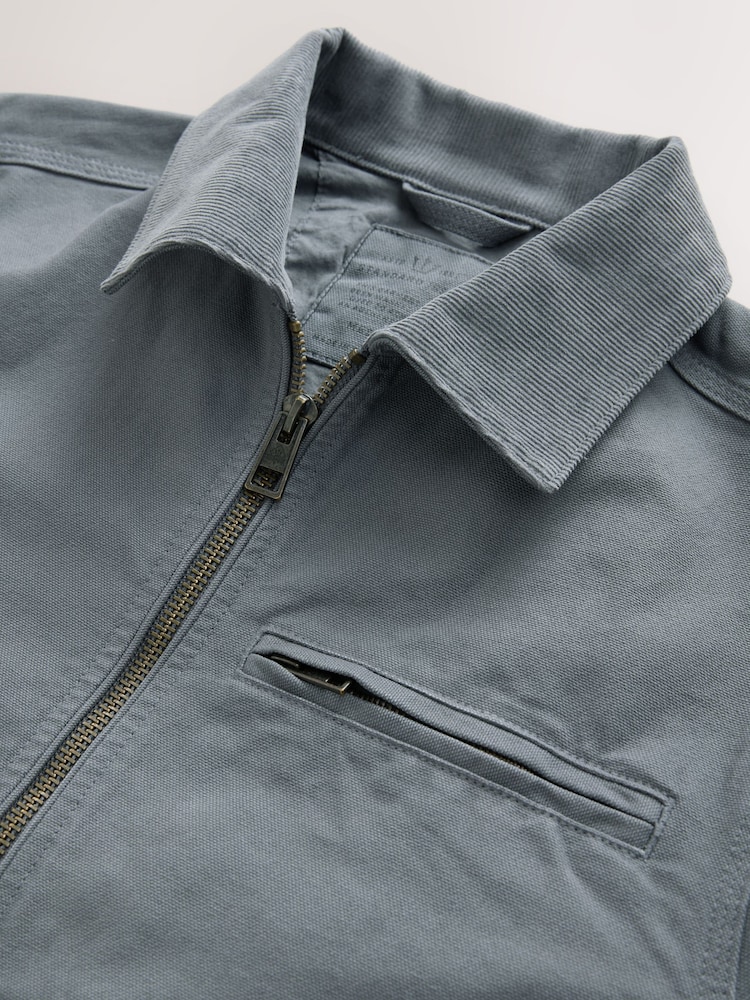 Blue Canvas Worker Jacket with Corduroy Collar - Image 9 of 11