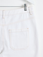 Oliver Bonas White Denim Scalloped Pocket Wide Leg Cropped Jeans - Image 7 of 7