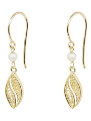 Oliver Bonas Gold Plated Deryn Filigree Pearl Drop Earrings - Image 1 of 6