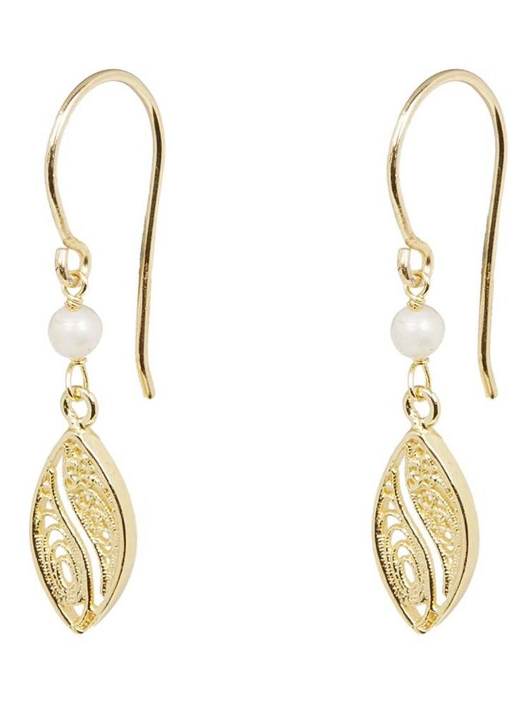 Oliver Bonas Gold Plated Deryn Filigree Pearl Drop Earrings - Image 1 of 6 Oliver Bonas Gold Plated Deryn Filigree Pearl Drop Earrings - Image 1 of 6