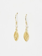 Oliver Bonas Gold Plated Deryn Filigree Pearl Drop Earrings - Image 2 of 6