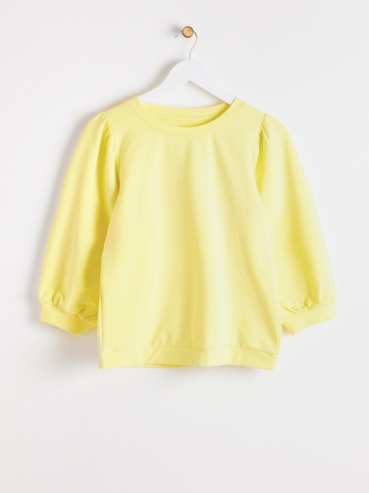 Oliver Bonas Yellow Puff Sleeve Pleated Sweatshirt - Image 1 of 5