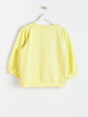 Oliver Bonas Yellow Puff Sleeve Pleated Sweatshirt - Image 2 of 5