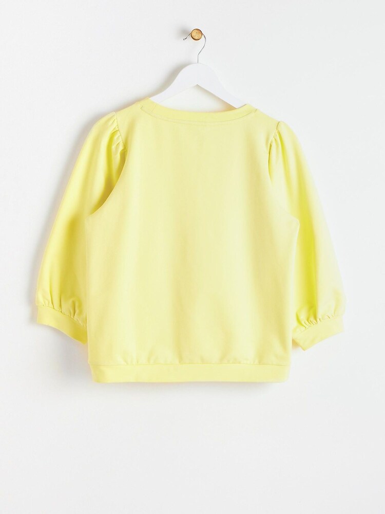 Oliver Bonas Yellow Puff Sleeve Pleated Sweatshirt - Image 2 of 5