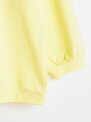 Oliver Bonas Yellow Puff Sleeve Pleated Sweatshirt - Image 5 of 5