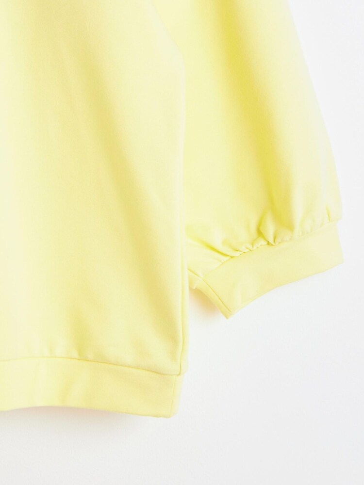 Oliver Bonas Yellow Puff Sleeve Pleated Sweatshirt - Image 5 of 5
