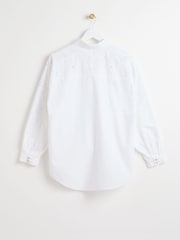 Oliver Bonas White Embroidered Sleeve 100% Cotton Shirt - Image 4 of 8