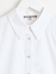 Oliver Bonas White Embroidered Sleeve 100% Cotton Shirt - Image 7 of 8