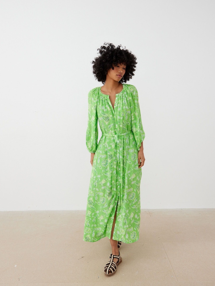 Oliver Bonas Green Paisley Floral Midi Dress - Image 2 of 8
