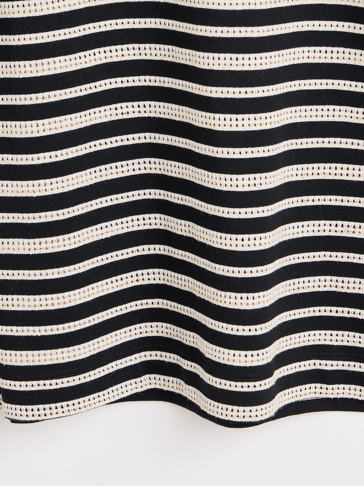 Oliver Bonas Black Stripe Ruched Sleeve Jersey Top - Image 5 of 5 Oliver Bonas Black Stripe Ruched Sleeve Jersey Top - Image 5 of 5