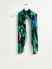 Oliver Bonas Green Oversized Abstract Animal Lightweight Scarf - Image 1 of 4