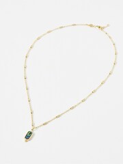 Oliver Bonas Grey Alys Oval Paua Shell Gold Tone Plated Pendant Necklace - Image 1 of 5