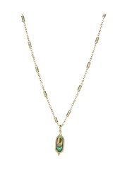 Oliver Bonas Grey Alys Oval Paua Shell Gold Tone Plated Pendant Necklace - Image 3 of 5