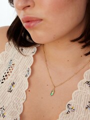 Oliver Bonas Grey Alys Oval Paua Shell Gold Tone Plated Pendant Necklace - Image 5 of 5