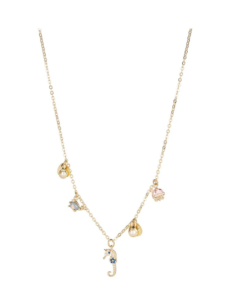Oliver Bonas Gold Tone Marina Seahorse And Shell Charm Chain Necklace - Image 1 of 5 Oliver Bonas Gold Tone Marina Seahorse And Shell Charm Chain Necklace - Image 1 of 5