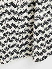 Oliver Bonas White Sun Print Midi Skirt With Linen - Image 4 of 6