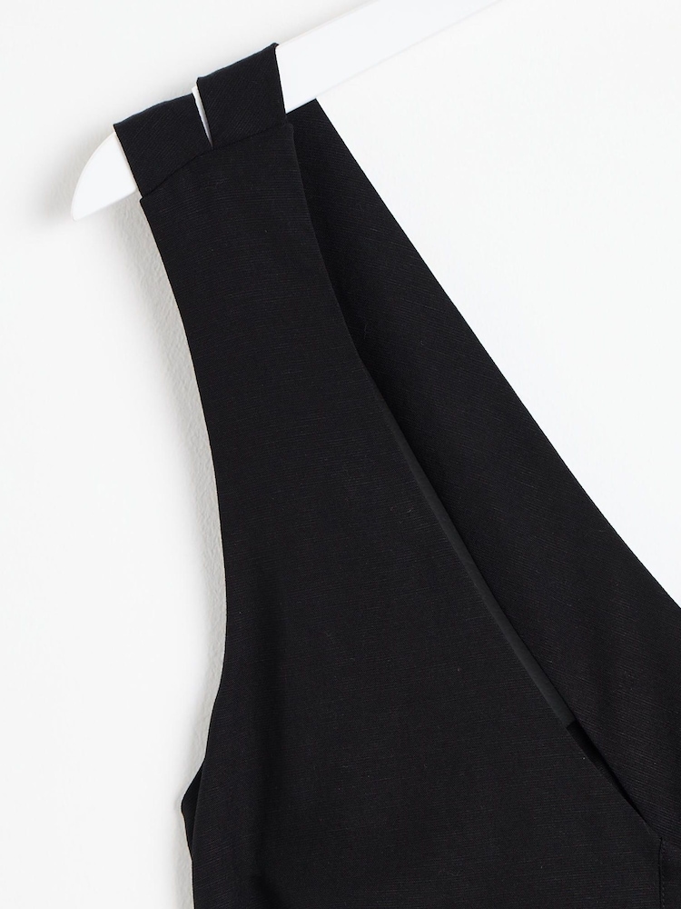 Oliver Bonas Black Belted Sleeveless Jumpsuit With Linen - Image 6 of 6 Oliver Bonas Black Belted Sleeveless Jumpsuit With Linen - Image 6 of 6