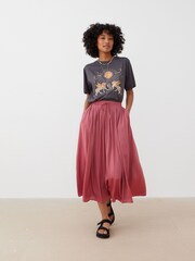 Oliver Bonas Rose Pink Pleated Midi Skirt - Image 1 of 8