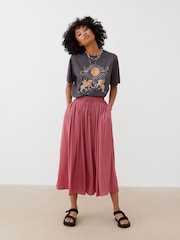 Oliver Bonas Rose Pink Pleated Midi Skirt - Image 2 of 8