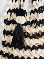Oliver Bonas Black Crochet Scallop Tote Bag - Image 5 of 8