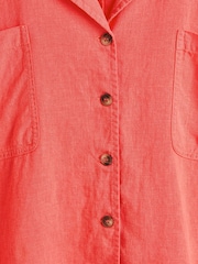 Oliver Bonas Coral Orange Linen Blend Boxy Shirt - Image 1 of 2