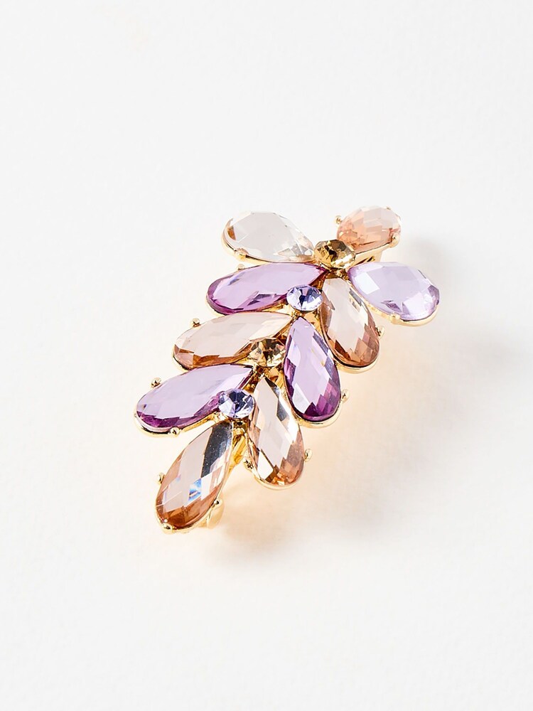 Oliver Bonas Pink/Purple Stones Floral Barrette Evie Hair Clip - Image 1 of 4