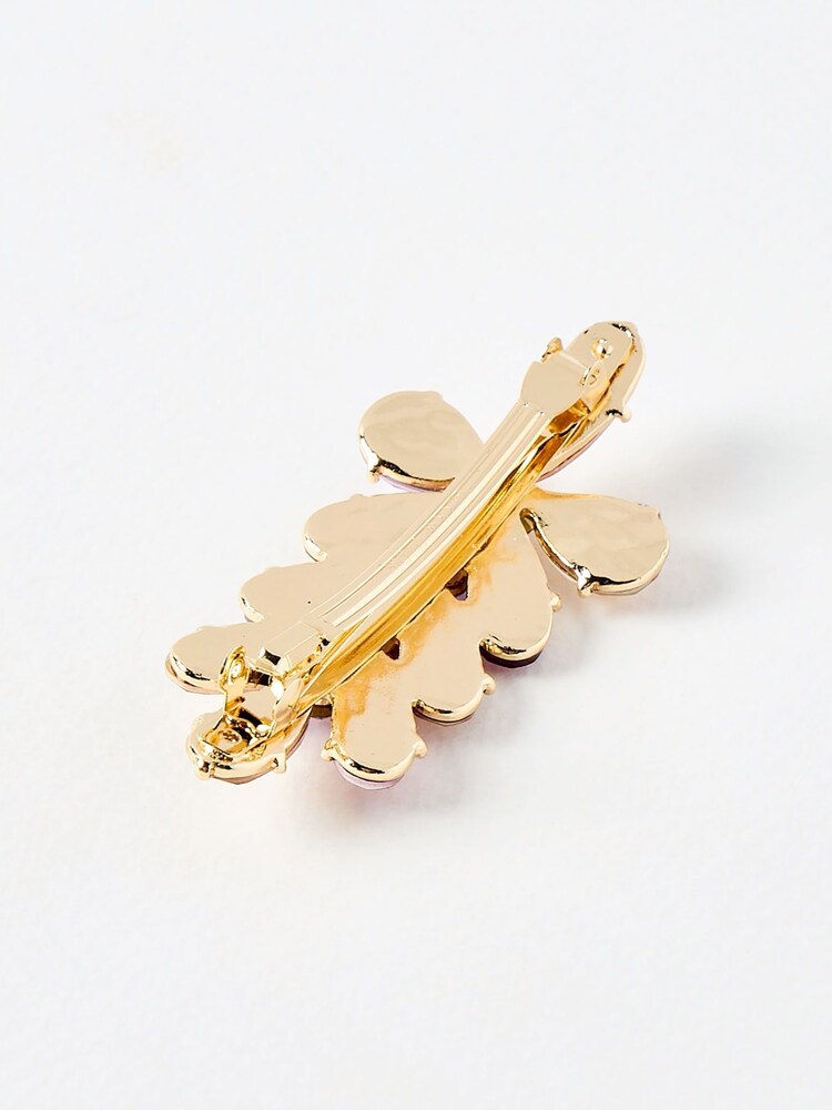 Oliver Bonas Pink/Purple Stones Floral Barrette Evie Hair Clip - Image 2 of 4