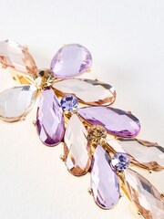 Oliver Bonas Pink/Purple Stones Floral Barrette Evie Hair Clip - Image 3 of 4